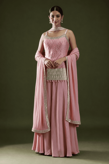 Candy Pink Silk Bandhani Printed Palazzo