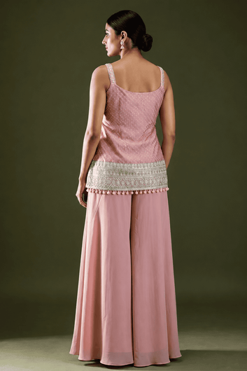 Candy Pink Silk Bandhani Printed Palazzo