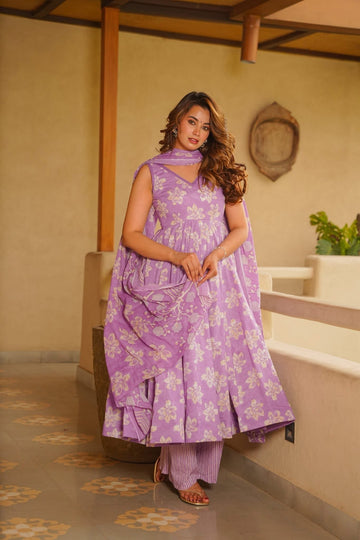 Elika Cotton Anarkali Suit Set