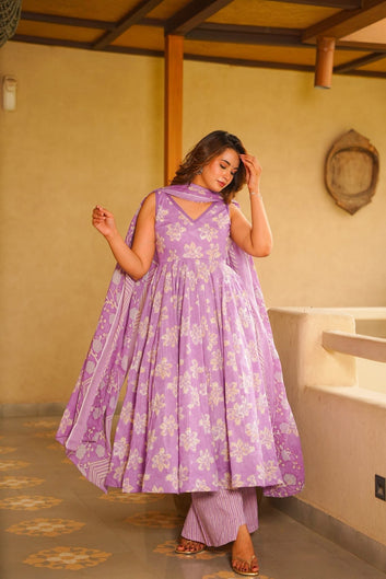 Elika Cotton Anarkali Suit Set