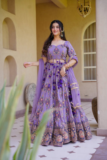 Purple Shimmer Heavy Lehenga Set