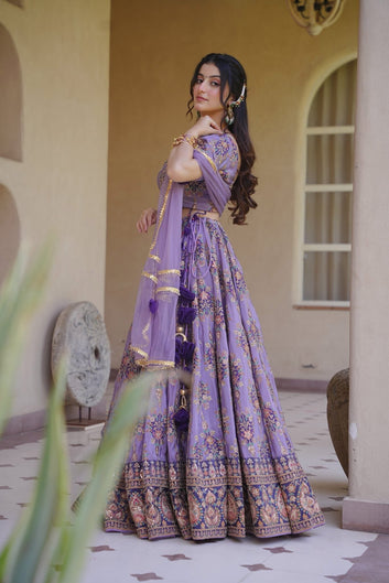 Purple Shimmer Heavy Lehenga Set