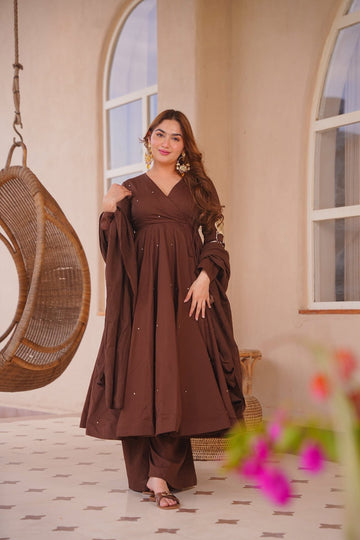 Ayra Brown Anarkali Suit Set