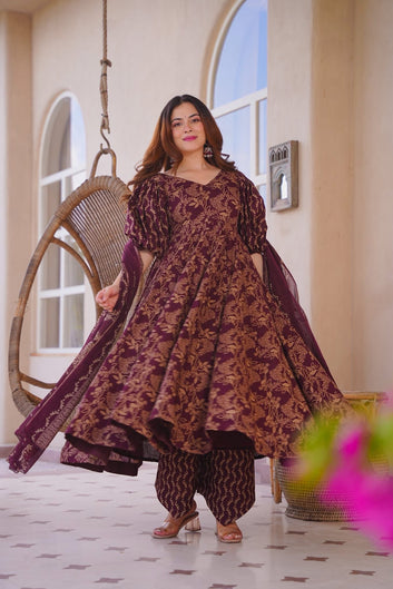 Mrinalini Cotton Printed Anarkali Suit Set