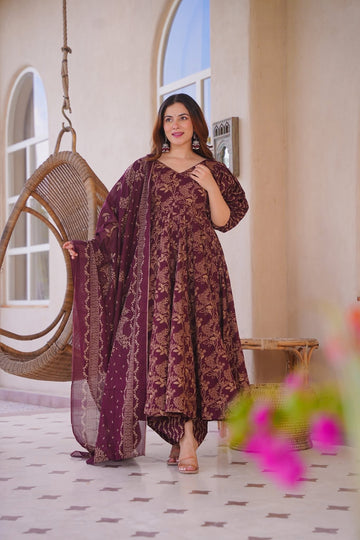 Mrinalini Cotton Printed Anarkali Suit Set
