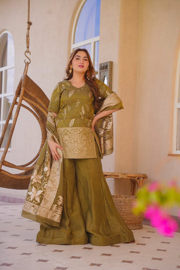 Greevaliya Green Straight Kurta Set