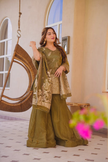 Greevaliya Green Straight Kurta Set