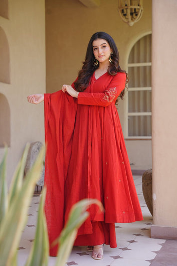 Tejashvika Rusty Anarkali Suit Set
