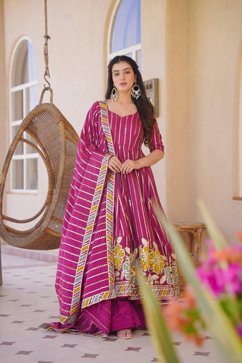 Elanvi Pink Heavy Anarkali Suit Set