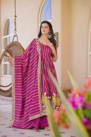 Elanvi Pink Heavy Anarkali Suit Set