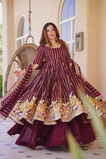 Rhyvika Maroon Heavy Anarkali Suit Set
