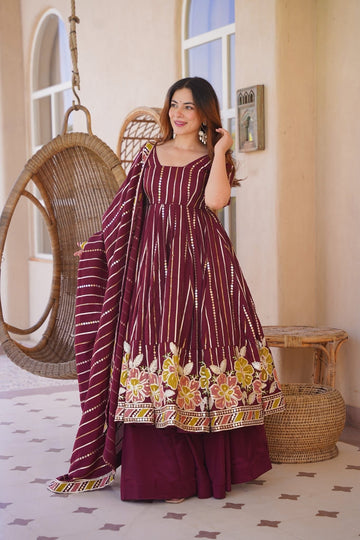 Rhyvika Maroon Heavy Anarkali Suit Set