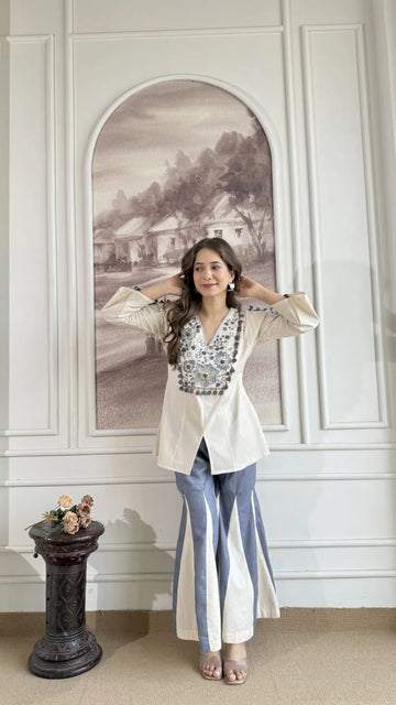 Denim Boho embroidered coord